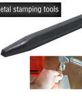 Center Punch Kit Four Piece Set For Metal Marking in use for precise metal stamping on steel and aluminum surfaces.