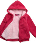 Girls Cozy Soft Fleece Sherpa Lined Zip Up Hoodie For School And Play, open fuchsia pink hoodie with sherpa lining, size 5-6.