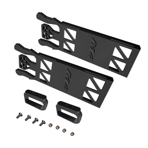 Pro Battery Tray Set Upgrade Kit For M4 RC Helicopters, showing metal parts and screws for OMP M4 models OSHM4048.