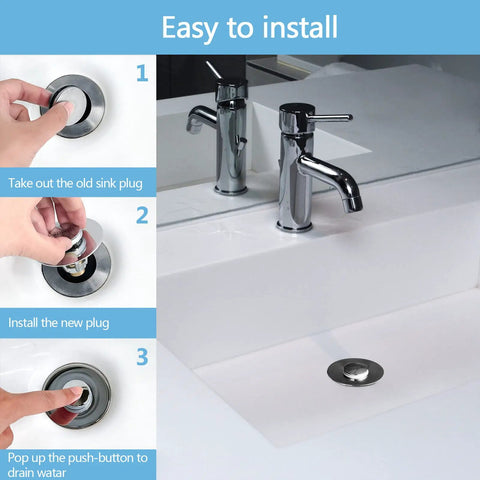 Instructions on installing Heavy Duty Bathroom Sink Stopper With Solid Pop Up Drain Strainer And Smart Hair Catcher Design.