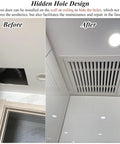 Top Shelf Aluminum Louvered Access Panel With Built In Filter For Drywall Vent And Attic Inspection Door 18x24 Inch, displayed before and after installation.