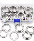 Box of 25 Sets 1 Inch Grommets And Eyelets Kit With Washers Self Backing For Leather Tarp Clothes Canvas Curtain Grommets