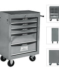 Lockable Rolling Tool Cart Cabinet With Steel Body And Ball Bearing Slides For Garage Workshop Tool Crib Must Haves with five drawers.