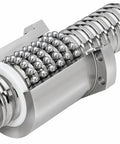 SFU1605 Ball Screw Nut Assembly For CNC Machines, 16mm Diameter, 5mm Lead, 400mm Length, High Precision GCr15 Steel, Low Noise, Rock Solid Performance, Smooth Operation, Easy Installation close-up with exposed ball nut