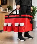 Insulated Food Delivery Bag With Four Cup Holders XXXL Large Commercial Grade Cooler Bag Keeps Food Hot Or Cold Heavy Duty