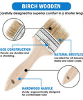 Six Piece Chip Paint Brush Set With 1 Inch 2 Inch 3 Inch Natural White Bristles And Solid Wooden Ergonomic Handles For Oil Based Paint