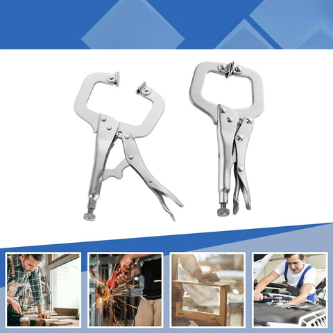 5 Pc 6 Inch Locking C Clamp Pliers Set With Non Slip Swivel Pads Heavy Duty Vise Grip Clamps for woodworking metalworking.