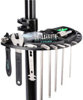 Pro Grade Bike Repair Stand For E Bikes And Mountain Road And Hybrid Bikes Heavy Duty Workstand tool tray close-up with tools
