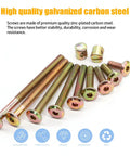 All In One Crib Screws And Nuts Kit For Beds Chairs And Furniture With Barrel Nuts And Wooden Dowel Pins Wrench Included 54 Pieces In 9 Sizes M6 Screws Ranging 16 To 80mm