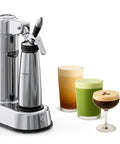 Top Shelf Electric Nitro Cold Brew Coffee And Cocktail Brewer For Casual Home Mixologists Pouring Hella Smooth Cascading Streams With Silky Microfoam and drinks.