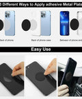 12 Pack Ultra Thin Metal Plates For Magnetic Car Mounts 6 Round And 6 Rectangular Durable Non Magnetic Plates With Strong 3M Adhesive Universal Fit For Smartphones And Tablets Easy Install Slim Ridiculous Grip applied to phone back and case.