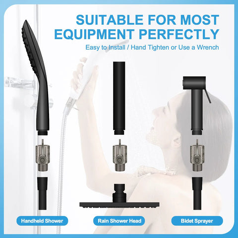 Shower head shut-off valve with lever; 304 stainless steel; 1/2 in NPT; for handheld, rain head and bidet sprayer.