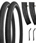 2 Pack 26x2.125 Thick Wear Resistant Bike Tire Set With Inner Tubes And Levers For Mountain Commuter And Touring Bikes Puncture Protection Heavy Duty Rubber Easy Install Replacement Tires