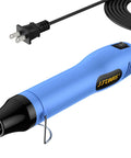 Dual Temp Heat Gun 330W Fast Heat 250C 350C Hot Air Tool with overload protection, reflector nozzle, 1.5m cord, blue
