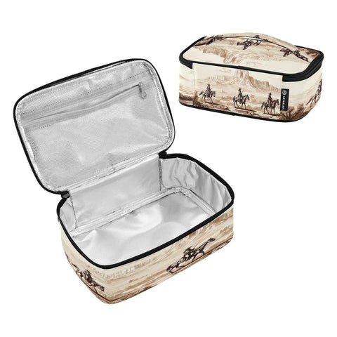 Insulated Lunch Bag Leakproof Cooler Tote For Work Picnic Camping And Travel Super Handy Sized 10x6x3 inches open view with interior