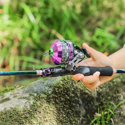 Colorful 5.9ft Two Piece Fishing Rod And Spincast Reel Combo Portable Lightweight Casting Rod for freshwater angling outdoors