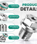 Rugged Oversize Piggyback Oil Drain Plug M12.1x1.25 Crafted From Top Notch 304 Stainless Steel Features A Wrench And Gasket Kit To Fix Stripped Threads