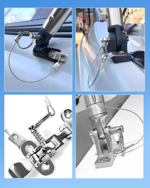 One Quarter Inch Diameter Quick Release Pins For Bimini Tops In 316 Stainless Steel With Ring Set on boat hardware