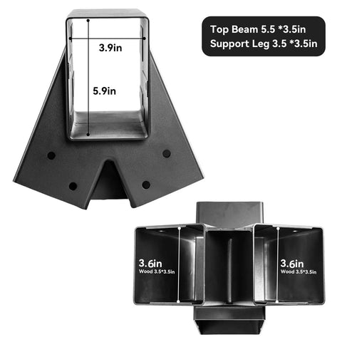 Heavy Duty Swing Set Brackets And Hangers Kit With 2 A Frame Brackets And 4 Black Swing Hangers Aluminum Alloy Mounting Hardware For Playground Equipment Weatherproof And Rust Resistant Build