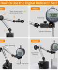 Digital Dial Indicator Gauge With Magnetic Base And Storage Case 0 To 1 Inch 25.4mm, 0.0005 Inch To 0.01mm Metric Conversion instructions