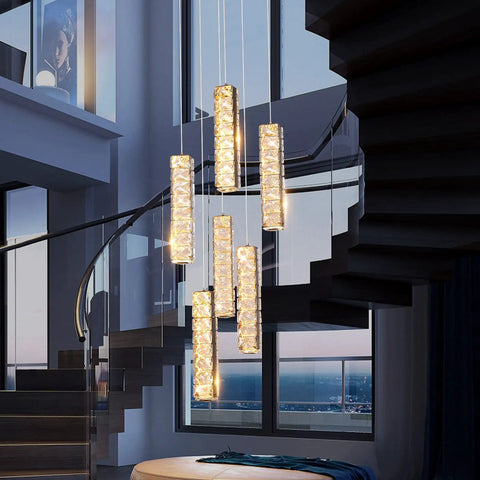 Hanging Dimmable Modern LED Crystal Pendant Lights Fixture for Kitchen Island Dining Room Living Room Bedroom Hallway.