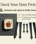 Garage Handle And Hinge Magnets Set Of 6 For Steel Doors Decorative Magnetic Hardware With Easy No Tool Installation displayed