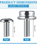 12 Pack Stainless Steel Helmet Screws For Football And Hockey Visors, 12mm And 10mm Facemask Hardware Kit dimensions shown