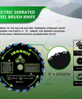 Beefed Up Brush Cutter Blades Set for Trimmers: 9 Inch 20 Tooth Chainsaw Tooth Blade, focus image showing details and measurements.