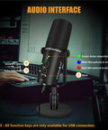 Dynamic XLR USB Microphone for Podcasting and Streaming All Metal Studio Mic Kit With Noise Canceling USB C Port shown with controls