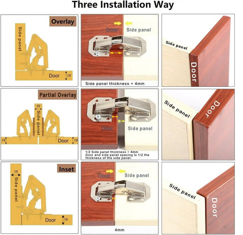 Heavy Duty Eight Pack Hidden Hinges For Frameless Cabinets Self Closing Concealed Door Hardware With Solid Metal Springs And Rock Solid 90 Degree Flush Mount Fit For Full Overlay Half Overlay Inset Doors That Snap Shut No Sweat