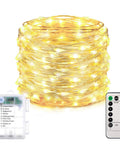 200 LED Battery Operated Fairy Lights With Remote, 66Ft Silver-Coated Copper Wire, 8 Modes, Waterproof Twinkle String Lights