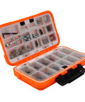 Universal 537 Piece RC Screw Kit With Stainless Steel Hardware For One Eighth One Tenth One Twelfth One Sixteenth Scale RC Cars Trucks And Crawlers M3 M4 Screws Nuts Bolts Washers Double Sided Storage Case orange case open with assorted hardware