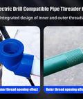 Image showing inner and outer thread effects of the Two Pack Dual Function Pipe Threader Kit For Home DIY Internal And External PVC Cutter With One Half Inch And Three Quarter Inch Dies Electric Drill Compatible.