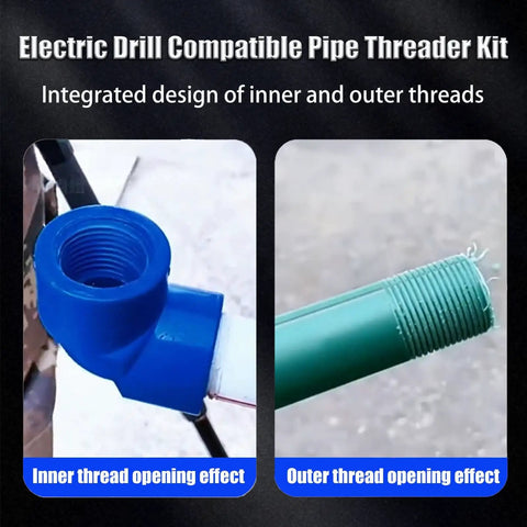 Dual Function Pipe Threading Tool Set For PVC PPR Pipes Internal And External Thread Cutter with inner and outer threads shown