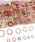 Copper Crush Washer Set 280 Pcs In 12 Sizes M3 To M16 Solid Copper Flat Ring Gaskets For Fuel Line Brake Line And Hydraulic Systems A Must Have Automotive Kit For Leak Free Seals. Assorted copper washers in organizer box