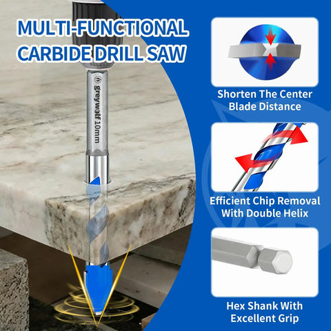 Diamond Tile Drill Bit Set With Hex Shank, 10 Piece Kit For Ceramic, Glass, Porcelain, Marble And Granite