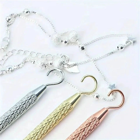 One Hand Bracelet Helper Kit With 10 Jewelry Plier Clips For DIY Necklace And Watch Clasps And Closures Making Supplies Designed To Help You Secure Bracelets Solo In Silver, silver clips