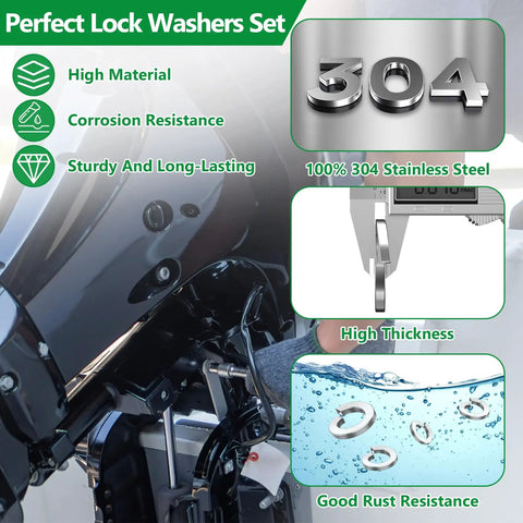 Spring Lock Washer Set 304 Stainless Steel Eight Size Assortment For Home, Workshop, Kitchen And Factory Use, rustproof washers