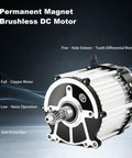 Heavy Duty 60V 1200W Brushless Differential Motor With Pure Copper Windings built for electric go karts, showcasing a permanent magnet design.