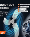 18 Inch Wall Mount Oscillating Fan With 3 Speeds Cranks Out High Velocity Air Up To 4000 CFM, showcasing fan blade and motor against blue background