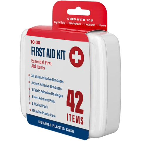 Massive 4000 Piece First Aid Kit With 96 Pack Boxes And 42 Items Each for home, travel, car, work, school trips, and camping visible from the front.
