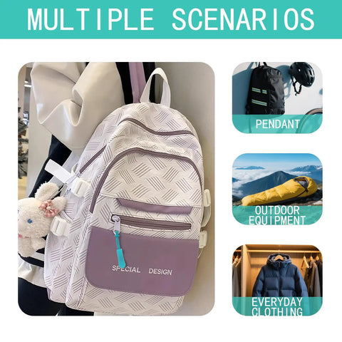 Backpack with keychain showing 120Pcs Zipper Extension Replacement Pulls Zipper Tabs For Backpacks Luggage And Jackets Repair Kit In 12 Colors