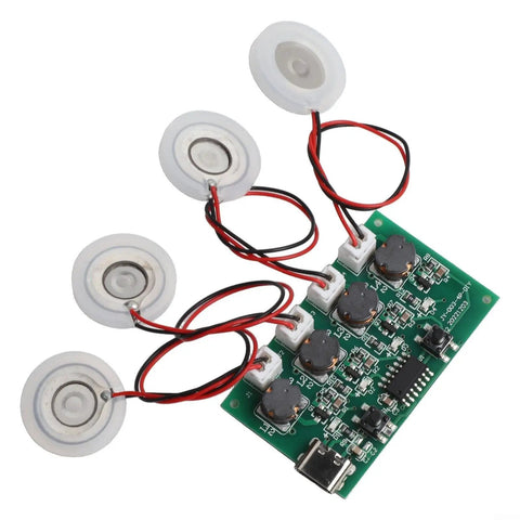 All In One DIY Humidifier Kit 5V Mist Maker Module Fogger Part With Atomizing Tablets Air Humidifying Component And Electronic Controller For Easy Humidity Boost In Small Projects, 4 tablets and PCB