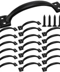 Beefy Black Metal Gate Handles 20 Pack 5.4 Inch Door Pull Handles With Screws For Outdoor Fences Screen Doors Sheds Wooden Doors Rust Resistant Easy Install displayed