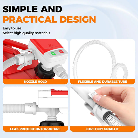 Image of Portable Fuel Transfer Pump With Auto Stop Sensor Prevents Spills 3.2 GPM Automatic Fuel Transfer Kit featuring nozzle hold and flexible tube