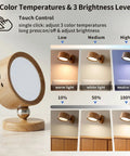 USB Rechargeable Wall Light Set Two Pack With 360 Degree Rotating Magnetic Heads Adjustable Sconce Lighting Featuring Three Color Temperatures and Stepless Dimming Remote Control For Bedroom Hallway Bedside shown with color temperature options and touch control.