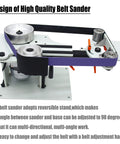 Heavy Duty Variable Speed Belt Sander And Knife Grinder Featuring Wheel Plus Flat Platen Tool Rest For Metal And Wood Polishing 1500W Motor 220V showing adjustable angle design.