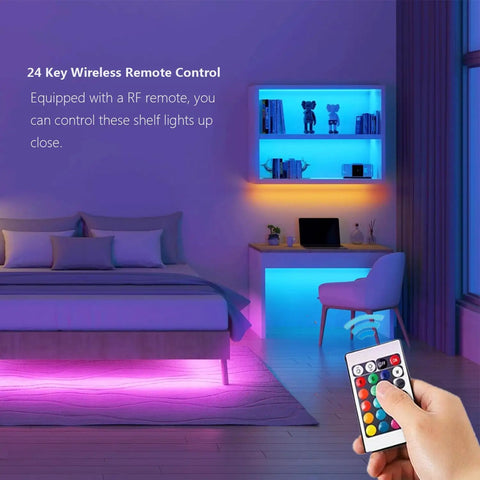 Under Cabinet LED Light Strips With Alexa And Google Home Voice Control, App Control And Remote, Dimmable RGB lighting in bedroom