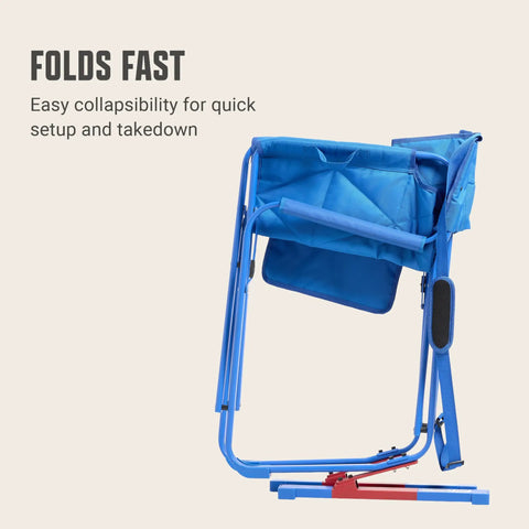 Folded Pro Rocker Chair With Zero G Rocking, Quick Fold Camping Chair, 250 Lb Capacity, Neptune color, side view