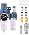 One Quarter Inch Air Compressor Filter With Integrated Pressure Regulator Water Oil Trap Separator And Lubricator Cup AFC2000, with components